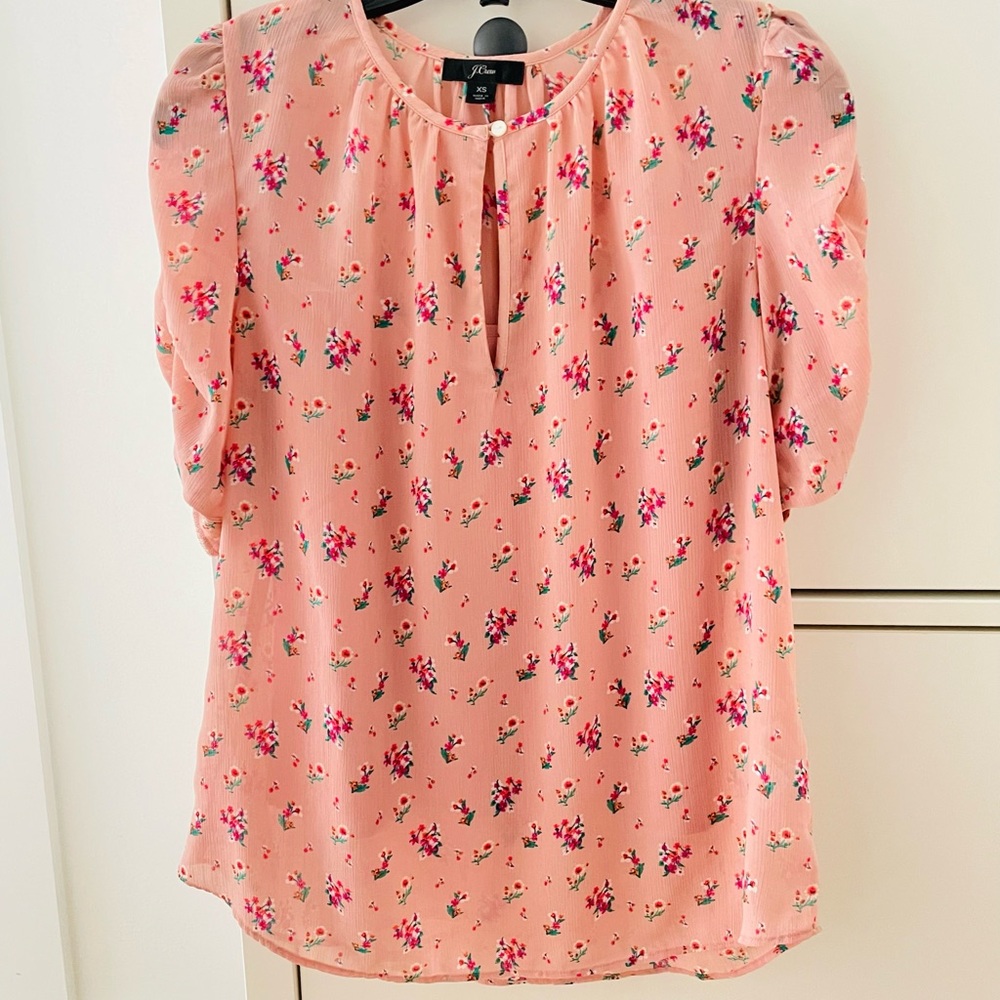 J Crew Ruched Sleeve Top